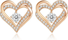 Forever Love Heart Stud Earrings for Women, 925 Sterling Silver Birthstone Heart