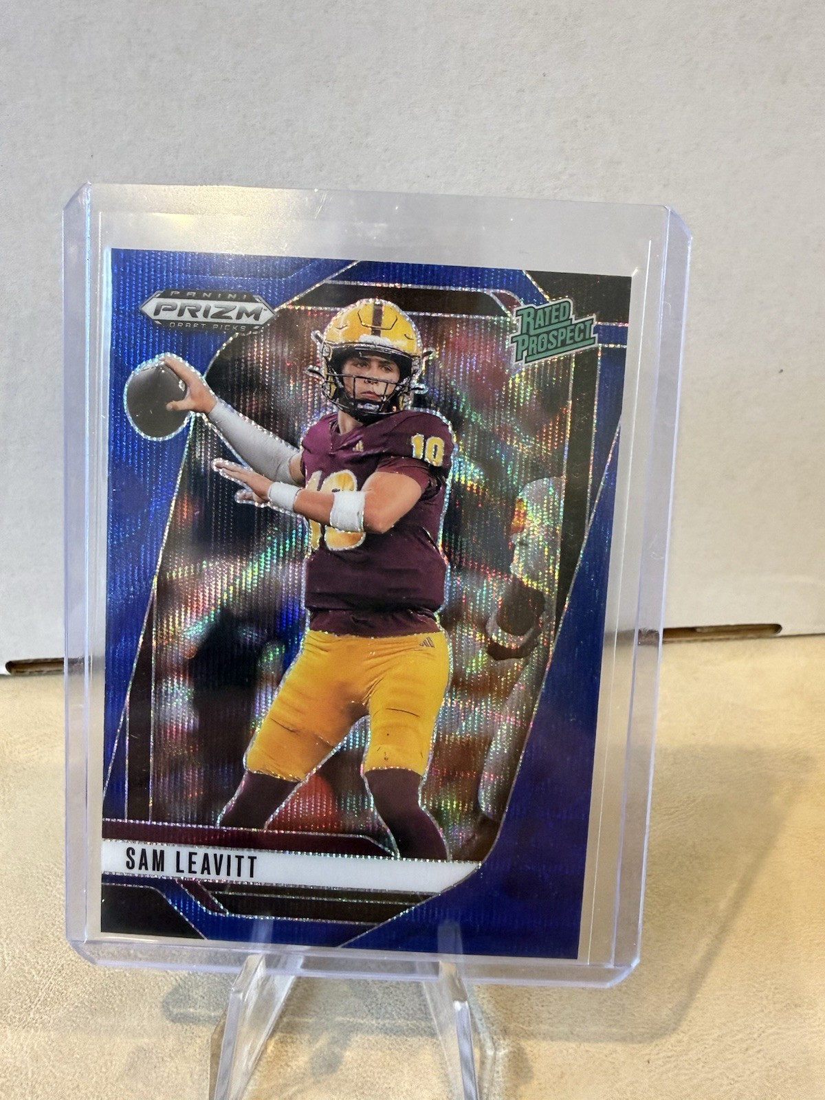 2025 Prizm Draft Picks SAM LEAVITT Rated Prospect Blue Wave Prizm /299