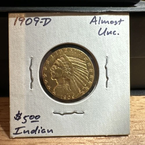 1909-D $5 Gold Indian Half Eagle US Mint Coin Denver