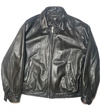 Vintage Leather Jacket Size Large Quilted Lining Heavy Y2K Biker Moto Black