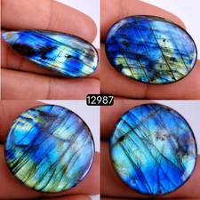 4 Pcs 122 Cts Natural Labradorite Loose Cabochon Gemstone 30x22-42x18mm R-12987