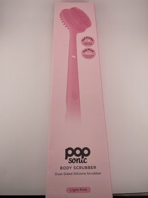 Pop Sonic Dual-Sided Silicone Body Scrubber  Extra Long Handle light pink