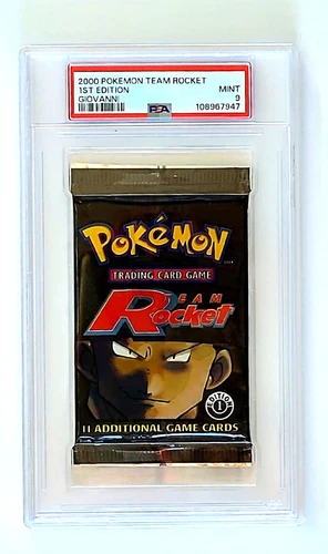 PSA 9 Mint  1st Edition TEAM ROCKET Sealed Booster Pack 2000 Pokémon Giovanni