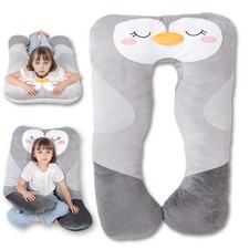 U-Shaped 47x23 Inch Plush Body Pillow for Kids, Soft Stuffed Animal Penguin