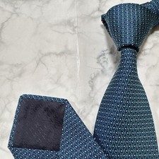 Hermes H Pattern Tie Navy Green Near Made in France