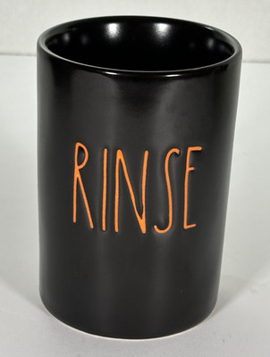 Rae Dunn ''Rinse'' By Magenta Bathroom Cup Fall Halloween  Orange/Black