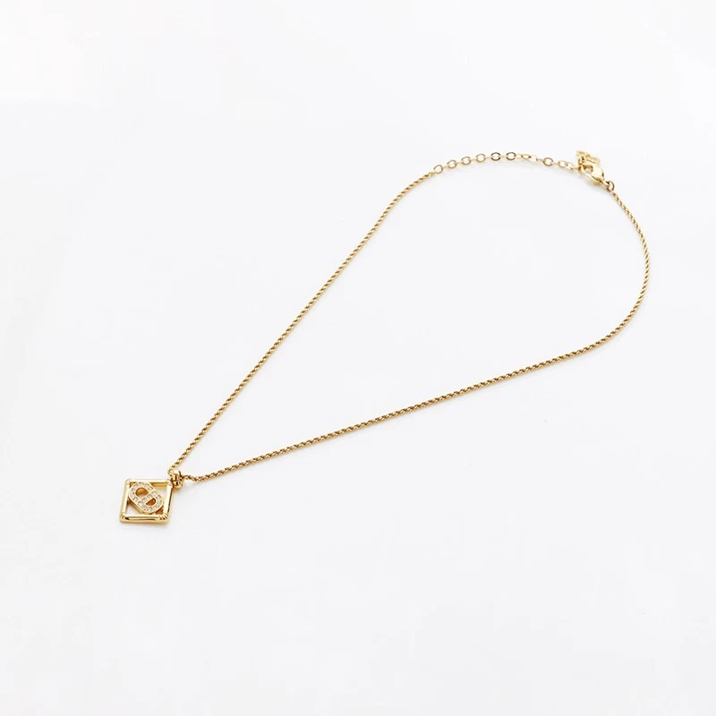 Collana Christian Dior Vintage CD Logo Strass Oro WS9377