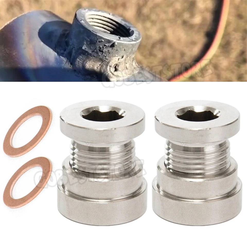 2 SETS O2 Oxygen Sensor Bung Weld On w/Plug & Washer M18x1.5mm AU - image 2 of 4
