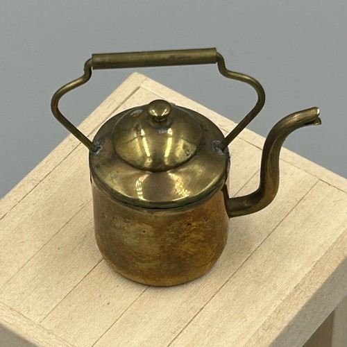 Dolls House Miniature Handmade Copper & Brass Artisan Large Kettle Tea Pot - Picture 3 of 10