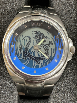 Relic Big Tic Animated Dragon Flames Stainless Steel Watch  display picture 3