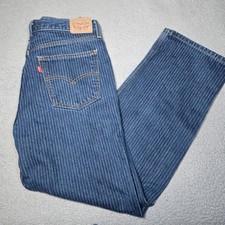 Levi's Jeans Pinstriped Low Pro Relaxed Straight Leg Mid Rise Womens 30x30 Blue