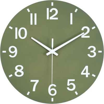 HZDHCLH Wall Clock 8 Inch Silent Non Ticking Wood Battery Operated Green Wooden