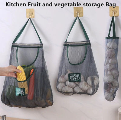 1pc Reusable Hanging Mesh Storage Bag Kitchen Fruit Vegetable Net Organizer