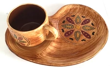 PENNSBURY POTTERY Morrisville PA Amish Folk Art Americana Snack Set Mug & Plate