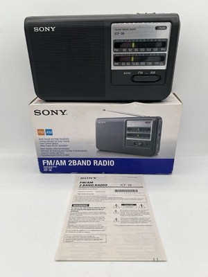 Sony ICF-38 FM/AM Vintage Portable Radio Orig box papers Excellent Cond Tested