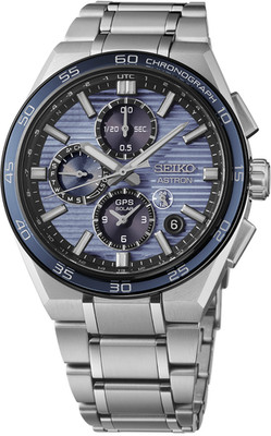 NEW Seiko Astron SSH175 GPS Solar Chrono Titanium Blue 44mm