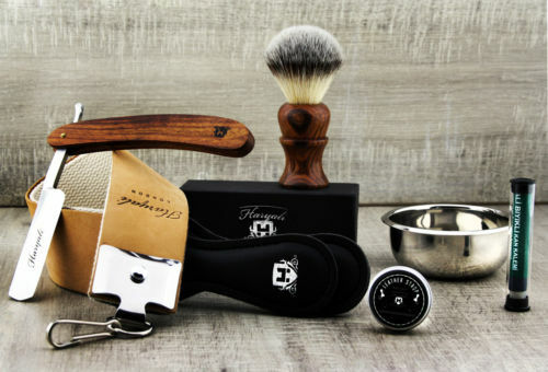Vintage Style Men's Shaving Set with Synthetic Shave Brush Old