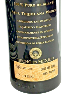 Collectable Baluarte Tequila Reposado Empty Bottle 750ml Tube