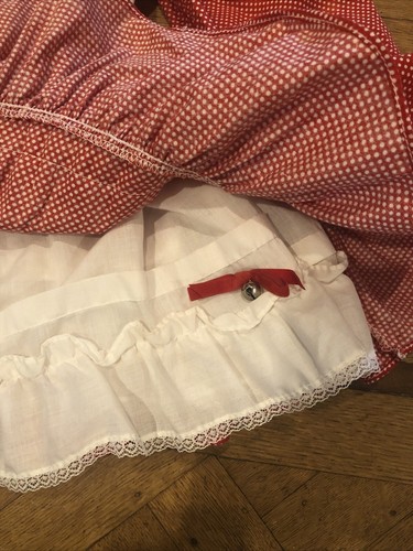 VTG Marthas Miniatures Red White Dot Full Circle Party Pageant Dress 3T w/Jingle - Picture 7 of 14