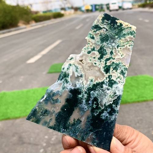 94G Fetta di Agata Muschio Naturale Cristallo Quarzo Minerale Decorare Energia Guarigione - Foto 12 di 23