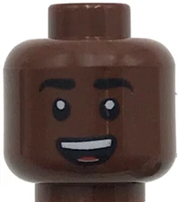 Lego New Reddish Brown Minifigure Head Dual Sided Black Eyebrows Smile Worried