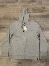 PrAna Men’s Cardiff Fleece Full Zip Heather Grey Size XL Hooded Sweatshirt NWT