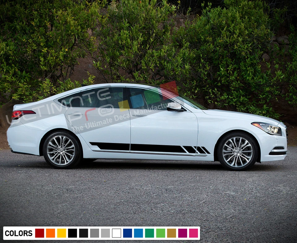 Calcomanía adhesiva vinilo rayas laterales para Hyundai Genesis Racing llantas guardabarros ventana Foto 2 de 4