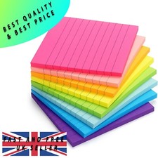 16 pads 4x4 Inches Lined Sticky Notes for Post,8 Bright Colors Self-Stick Notes