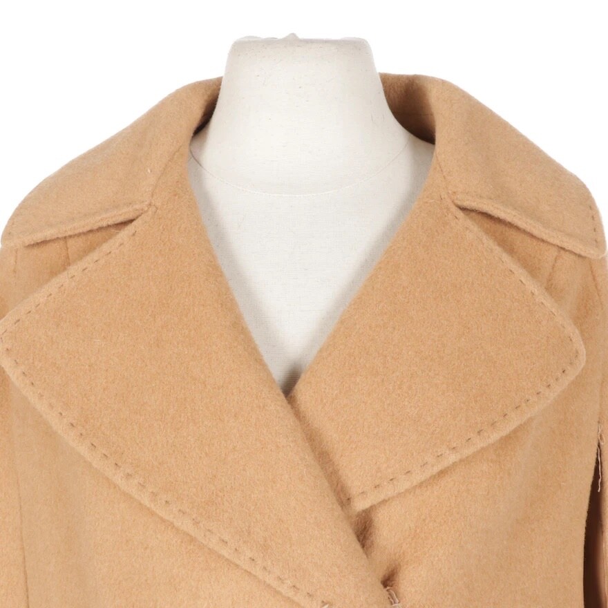 Camel hair coat double breasted cape womens Gem