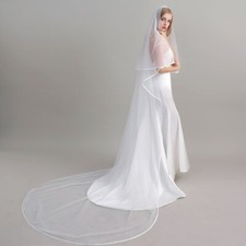 Bridal Veil blusher with satin ribbon edge for bride