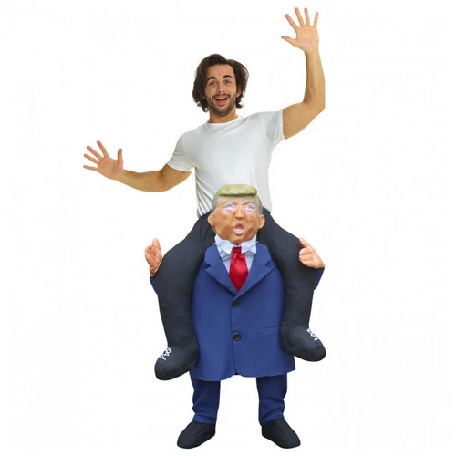 Adult Donald Trump Piggyback Costume Ex USA President Ride On Fancy Dress Funny