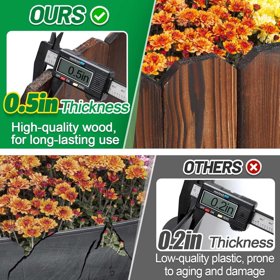 Cerca de jardín de madera de pino rústico - 13,1 pies L * 12 pulgadas H madera resistente fácil de instalar Foto 4 de 4