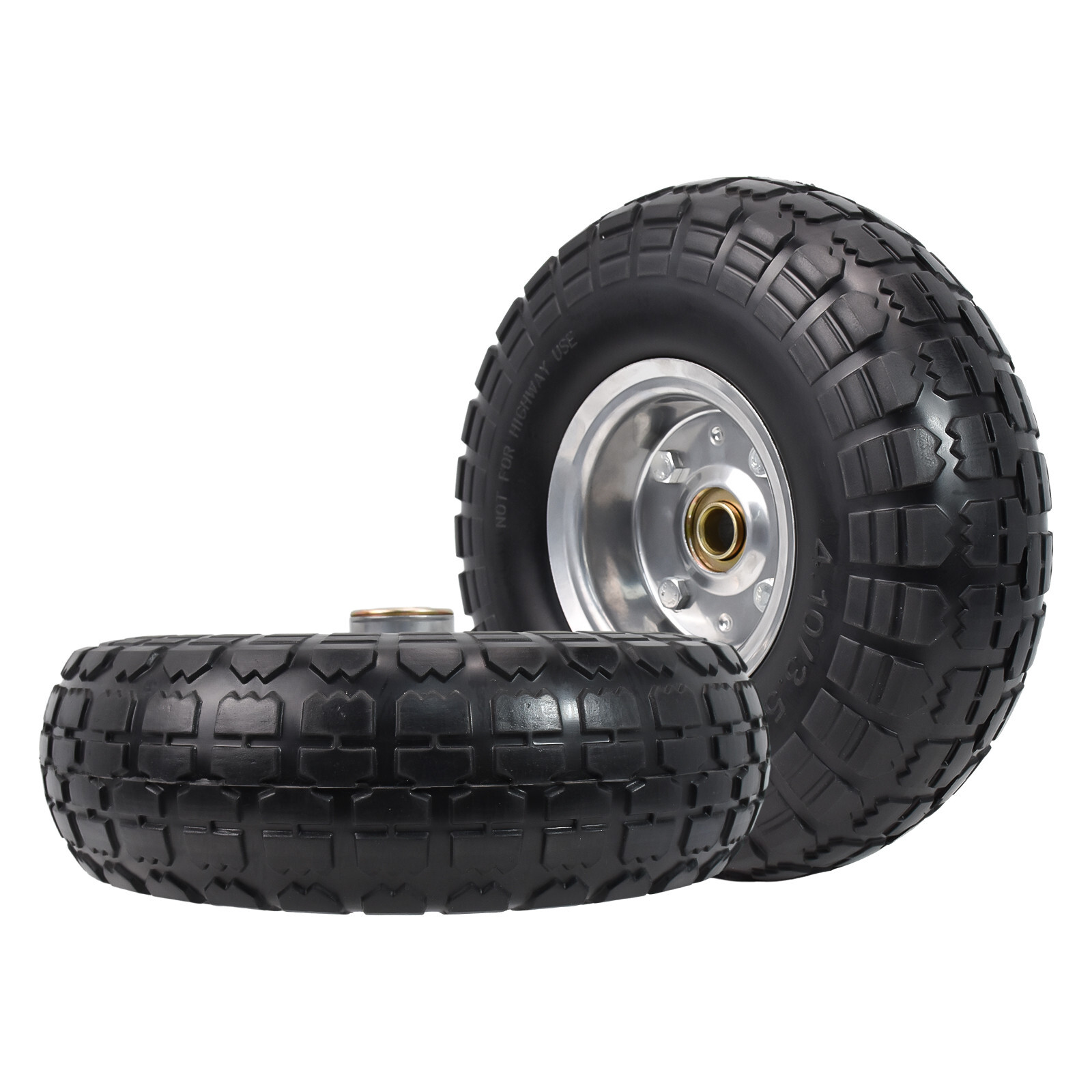 2pcs 10" 4.10/3.50-4" Solid  Flat Free Wheel Tire Hand Truck Wagon Wheelbarrow