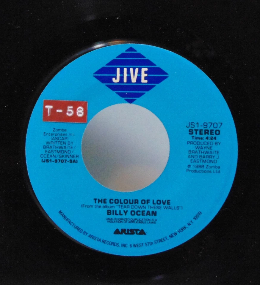 Billy Ocean–The Colour Of Love- 1988 Jive - 7" 45RPM Single + Pic Sleeve NM Foto 4 de 4