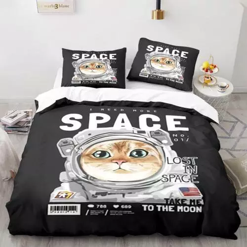 Cats Quilt Duvet Cover Pillowcase Pets Bedding Set Single Double King Size Hot - Picture 37 of 63