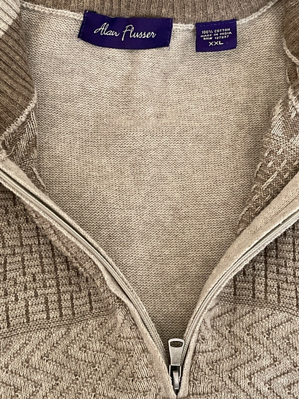 Alan Flusser Tan Patterned Knit Pullover Sweater,… - image 11