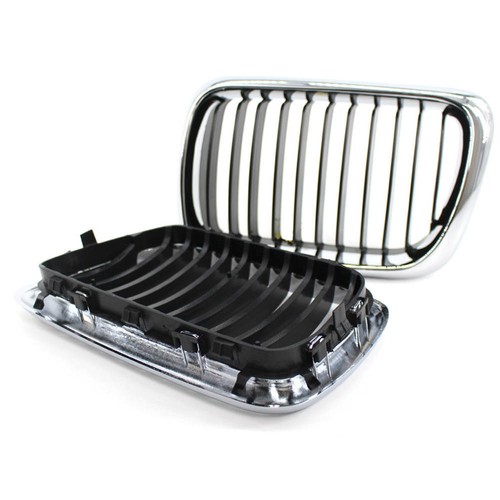 Paar Chrom Schwarz Kühlergrill Nieren Grill Einzelsteg Für BMW 3er E36 1997-1999 - Afbeelding 8 van 11