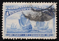 U.S. Used Stamp Scott #233 4c Columbian, Superb. Large Margins. A Gem!