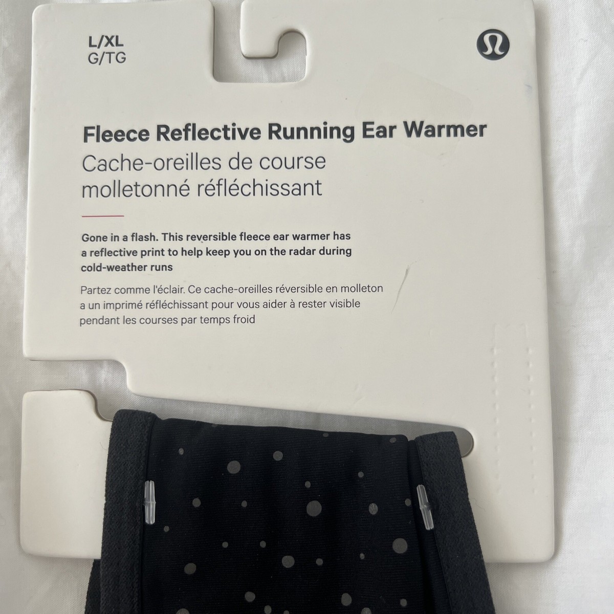 Lululemon Fleece Reflective Running Ear Warmer NWT Size L/XL 