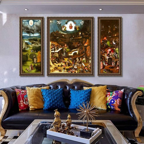 3PCS Framed Print Last Judgement by Hieronymus Bosch 14"x32"x2pcs, 24"x32"x1pc - Picture 2 of 4