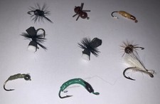 Lot 9 Hand Tied Ray Gano Master Tier Bugs Ants Worms Fly Fishing Flies New!