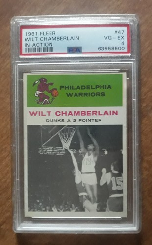 1961 Fleer #47 Wilt Chamberlain In Action Card Graded PSA 4 VG-EX