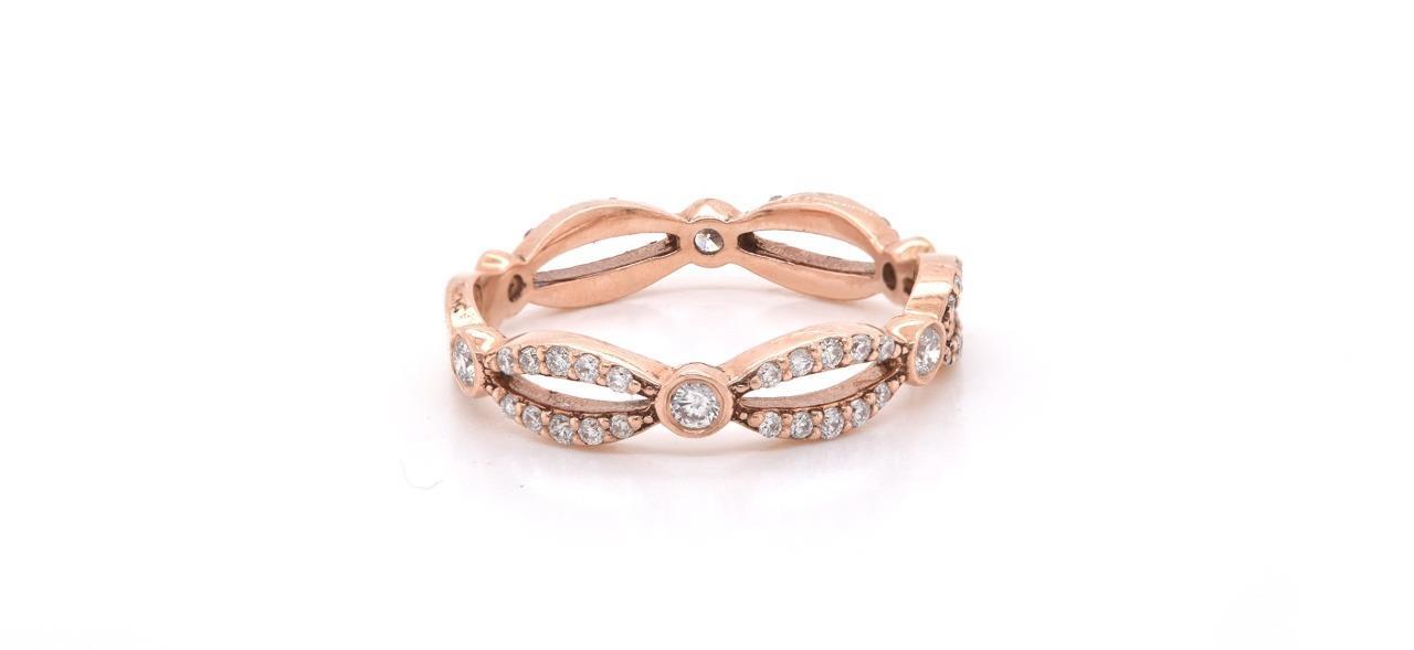 14k Rose Gold Diamond Stackable Anniversary Ring - image 2
