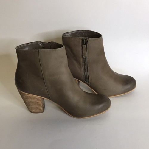 BP Womens Taupe Leather Distressed Ankle Boots, Side Zip, 3" Heel Size 7.5M - Picture 7 of 12