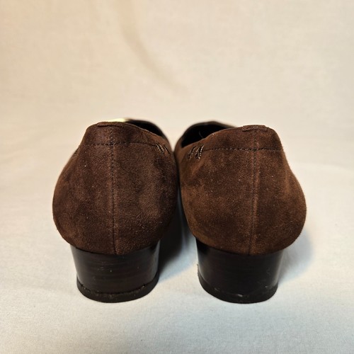 VINTAGE Office-Sirencore Academia ANNE KLEIN Brown Suede Buckle Shoes Size 8M. - Picture 6 of 24