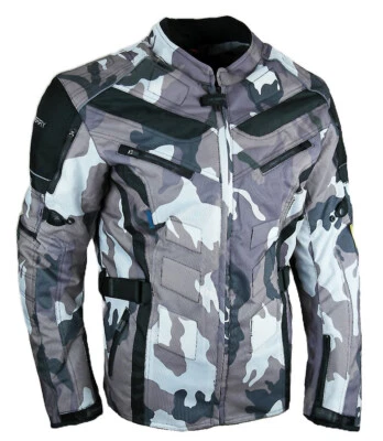 Heyberry Touren Motorrad Jacke Motorradjacke Textil Camouflage Weiß M-7XL