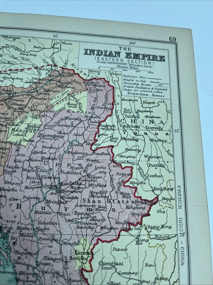 1930: Map Of The Indian Empire Eastern  Section PA #69 Print Political Railway A - Image 2 of 4