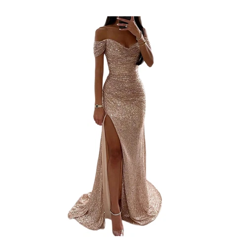 Neue Party Pailletten trägerlose Schlitz Fischschwanz Kleid sexy Ballkleider - Bild 7 von 16