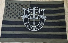 US SPECIAL FORCES GREEN  BLACK SINGLE SIDED EMBROIDERED BANNER IRAQ MADE 17"x11"