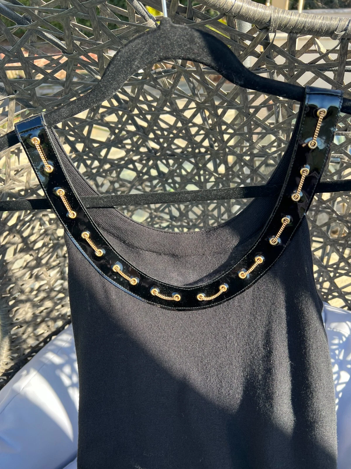 Autentico! Gianni Versace Lana Mini Abito Nero Lana Taglia 40 Small